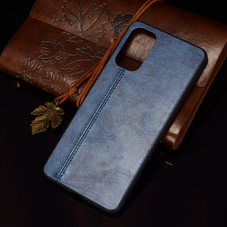 For Samsung Galaxy M52 5G Sewing Cow Pattern Skin Phone Case(Blue) by buy2fix