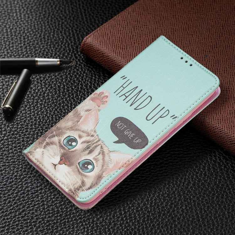 For Xiaomi Redmi Note 11 5G Colored Drawing Invisible Magnetic PU Leather Phone Case(Cat) by buy2fix