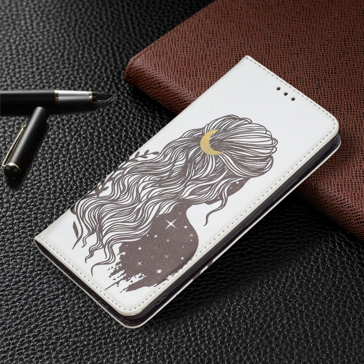 For Xiaomi Redmi Note 11 5G Colored Drawing Invisible Magnetic PU Leather Phone Case(Girl) by buy2fix