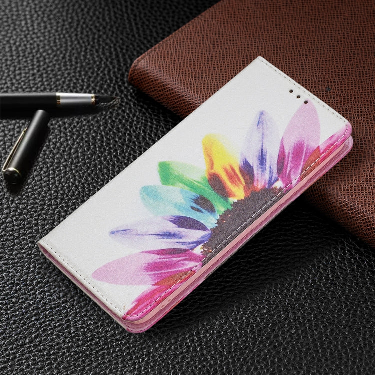 For Xiaomi Redmi Note 11 5G Colored Drawing Invisible Magnetic PU Leather Phone Case(Sun Flower) by buy2fix