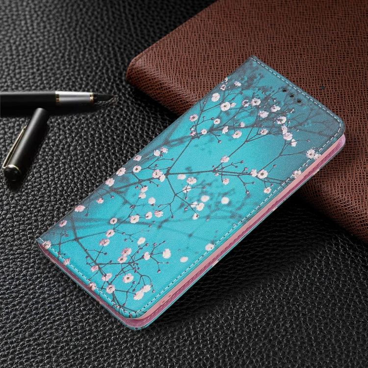 For Xiaomi Redmi Note 11 5G Colored Drawing Invisible Magnetic PU Leather Phone Case(Plum Blossom) by buy2fix