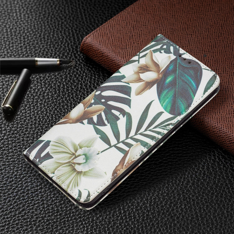 For Xiaomi Redmi Note 11 5G Colored Drawing Invisible Magnetic PU Leather Phone Case(Red Leaves) by buy2fix