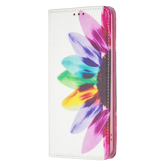 For Samsung Galaxy A53 5G Colored Drawing Pattern Invisible Magnetic PU Leather Phone Case(Sun Flower) by buy2fix