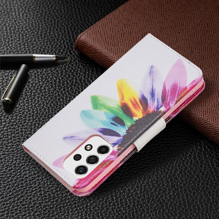 For Samsung Galaxy A53 5G Colored Drawing Pattern Leather Phone Case(Sun Flower) by buy2fix