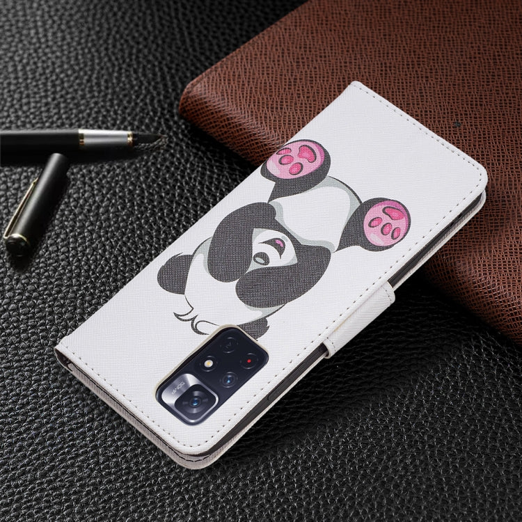 For Xiaomi Redmi Note 11 Colored Drawing Leather Phone Case(Panda) by buy2fix