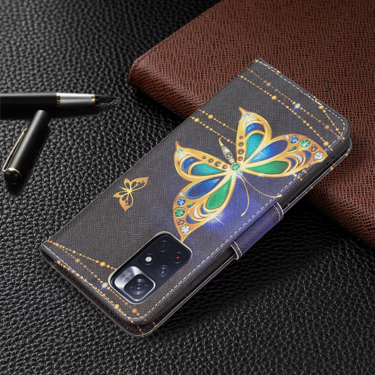 For Xiaomi Redmi Note 11 5G Colored Drawing Leather Phone Case(Big Butterfly) by buy2fix