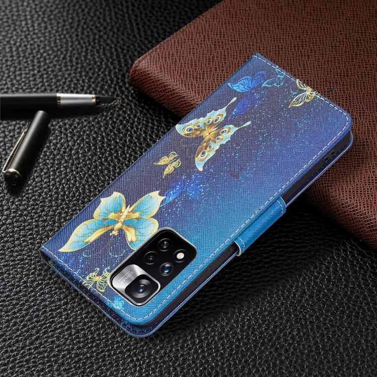 For Xiaomi Redmi Note 11 Pro / 11 Pro+ Colored Drawing Leather Phone Case(Gold Butterfly) by buy2fix
