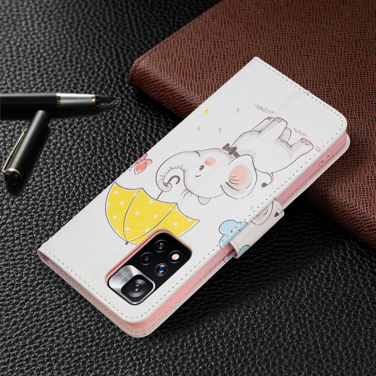 For Xiaomi Redmi Note 11 Pro / 11 Pro+ Colored Drawing Leather Phone Case(Umbrella Elephant) by buy2fix