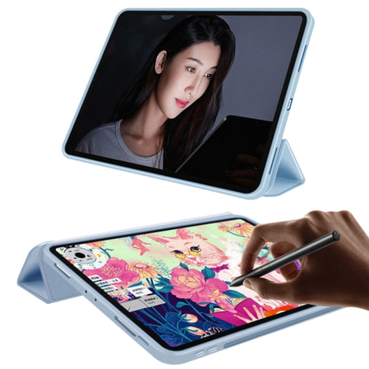 For Xiaomi Pad 5 / Pad 5 Pro Skin Feel Matte Honeycomb Leather Tablet Case with Tri-fold Bracket(Light Pink) by buy2fix