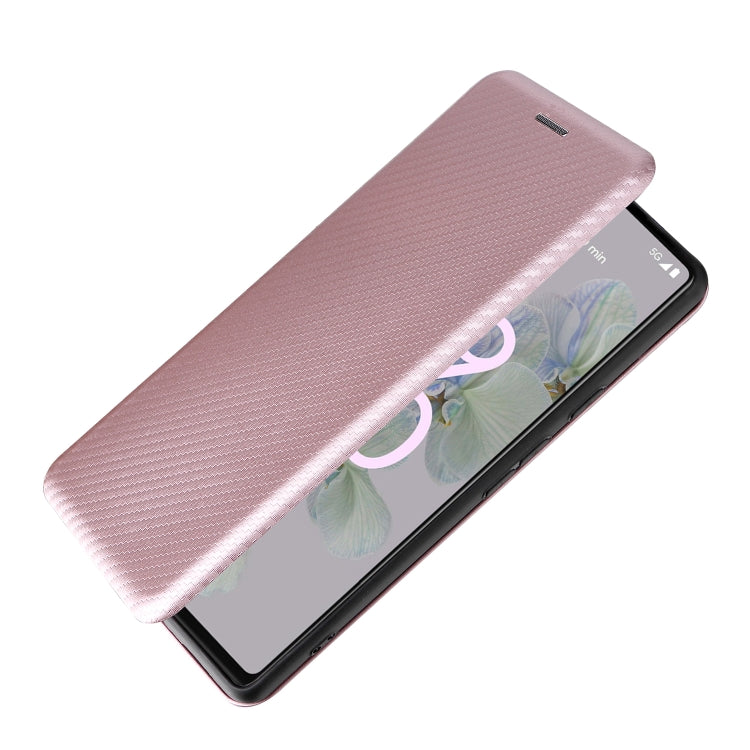 For Google Pixel 6a Carbon Fiber Texture Horizontal Flip Leather Phone Case(Pink) by buy2fix