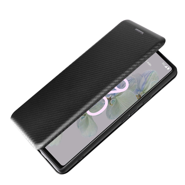 For Google Pixel 6a Carbon Fiber Texture Horizontal Flip Leather Phone Case(Black) by buy2fix