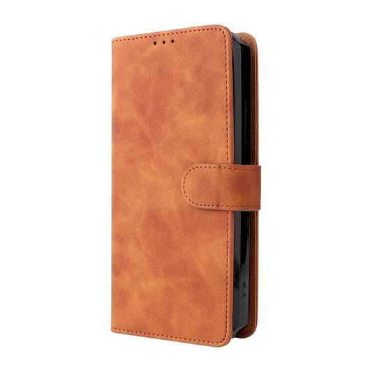 For Oukitel WP15 5G Solid Color Skin Feel Magnetic Buckle Leather Phone Case(Brown) by buy2fix