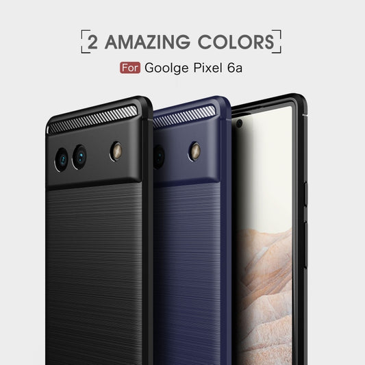 For Google Pixel 6a Brushed Carbon Fiber Texture Shockproof TPU Phone Case(Black) by buy2fix