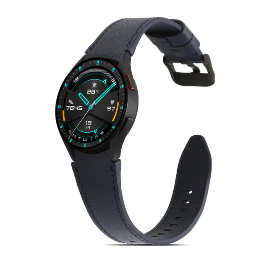 For Samsung Galaxy Watch4 40mm/44mm Double-sided Leather Watch Band(Dark Blue) by buy2fix