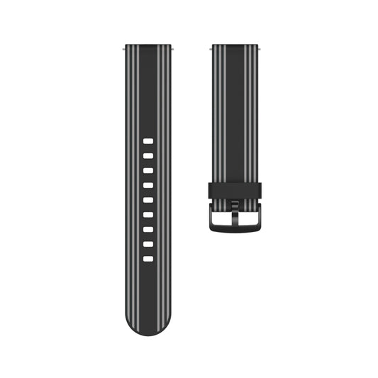 22mm Stripe Silicone Watch Band(Black Grey) by buy2fix