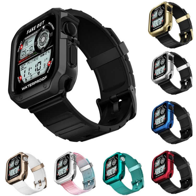 Silicone Watch Band + Watch Case Set For Apple Watch Series 9 / 8 / 7 41mm(White Brown) by buy2fix