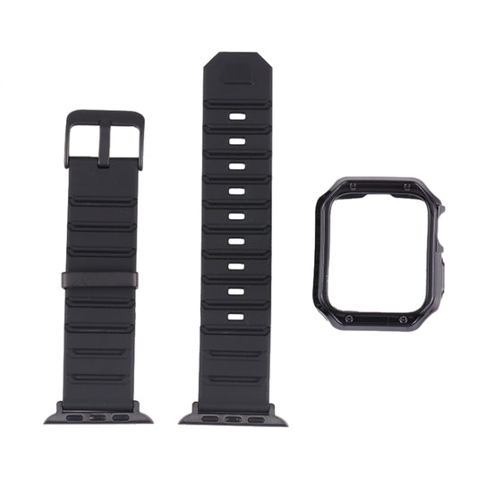 Silicone Watch Band + Watch Case Set For Apple Watch Series 9 / 8 / 7 45mm(Black Red) by buy2fix