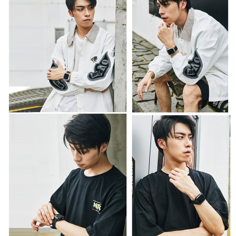 Silicone Watch Band + Watch Case Set For Apple Watch Series 9 / 8 / 7 45mm(Black Red) by buy2fix