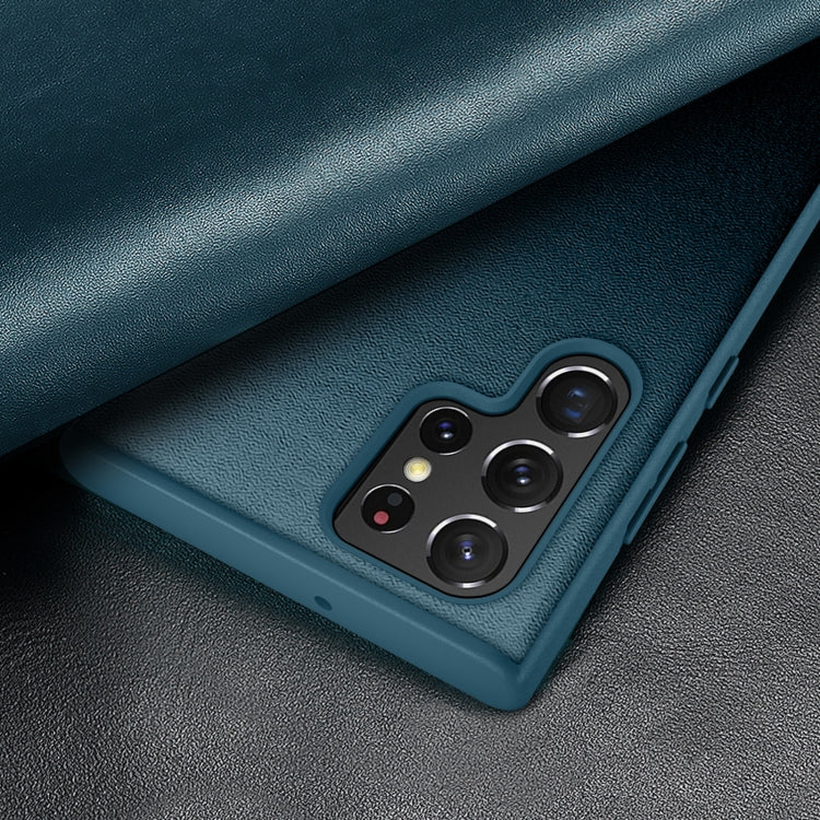 For Samsung Galaxy S22 Ultra 5G Window View Leather Phone Case(Orange) by buy2fix