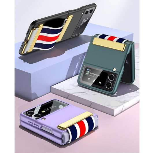 For Samsung Galaxy Z Flip3 5G GKK Ultra-thin Full Phone Flip Case with Color Wristband(Purple) by GKK