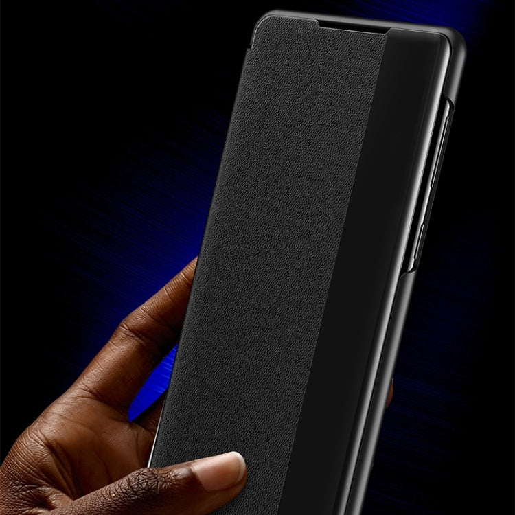 For Samsung Galaxy S22+ 5G Window View Leather Phone Case(Blue) by buy2fix