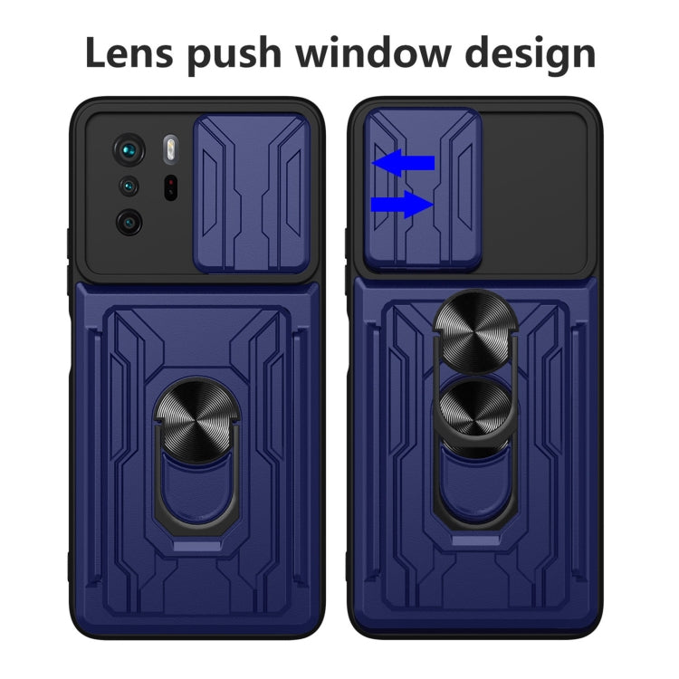 For Xiaomi Redmi Note 10 Pro Camera Cover Phone Case with Card Slot & Holder(White) by buy2fix