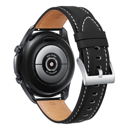 For Samsung Galaxy Watch4 40mm/44mm Leather Strap Watch Band(Black) by buy2fix