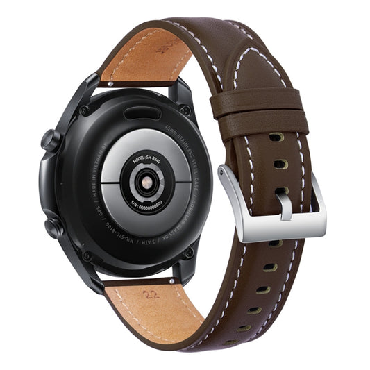 For Samsung Galaxy Watch4 40mm/44mm Leather Strap Watch Band(Dark Brown) by buy2fix