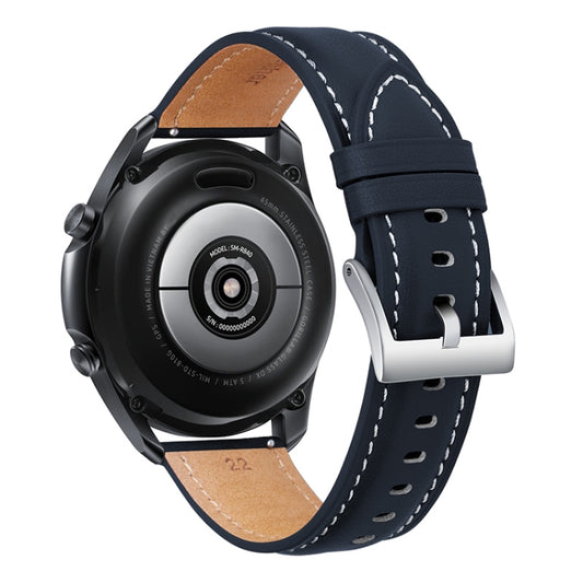 For Samsung Galaxy Watch4 40mm/44mm Leather Strap Watch Band(Dark Blue) by buy2fix