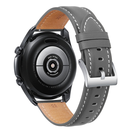 For Samsung Galaxy Watch4 40mm/44mm Leather Strap Watch Band(Grey) by buy2fix