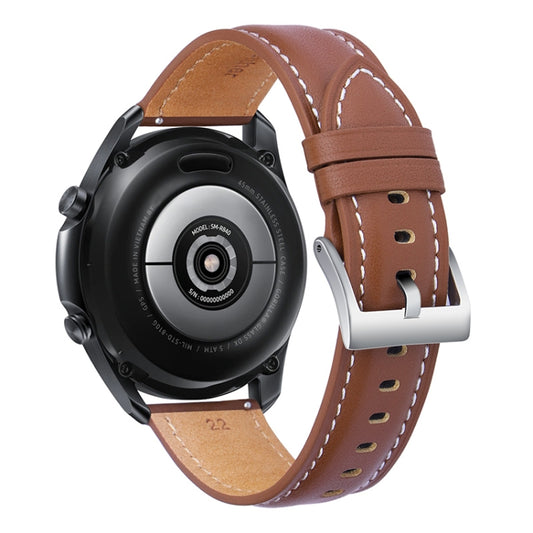 For Samsung Galaxy Watch4 40mm/44mm Leather Strap Watch Band(Light Brown) by buy2fix