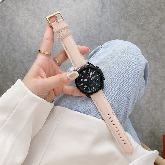 For Samsung Galaxy Watch4 40mm/44mm Leather Strap Watch Band(Light Pink) by buy2fix