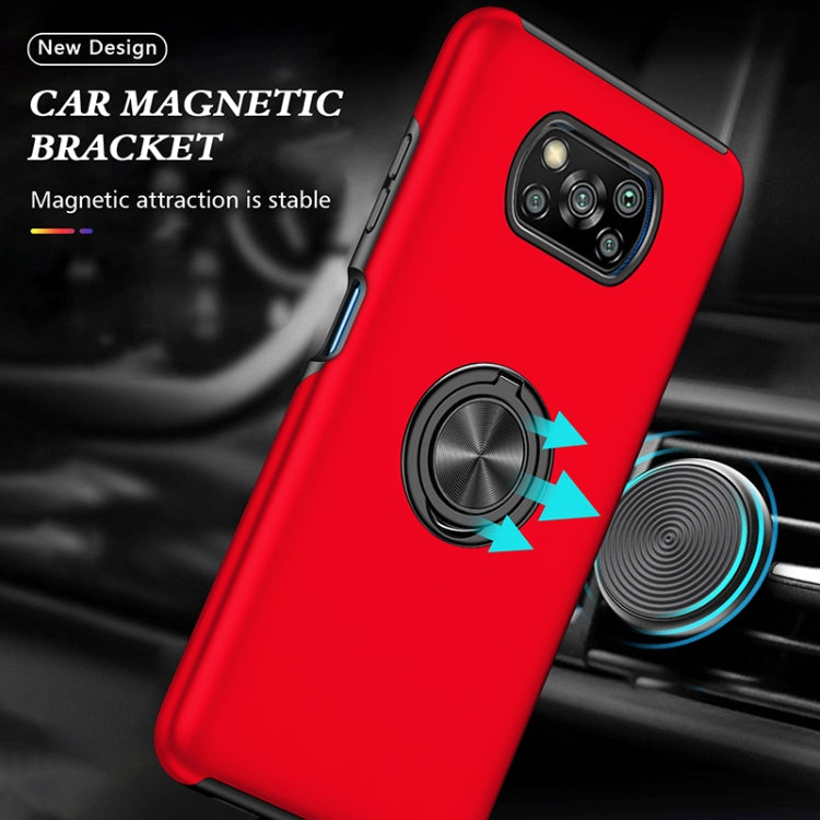 For Xiaomi Poco X3 NFC / X3 PC + TPU Magnetic Phone Case with Invisible Ring Holder(Red) by buy2fix