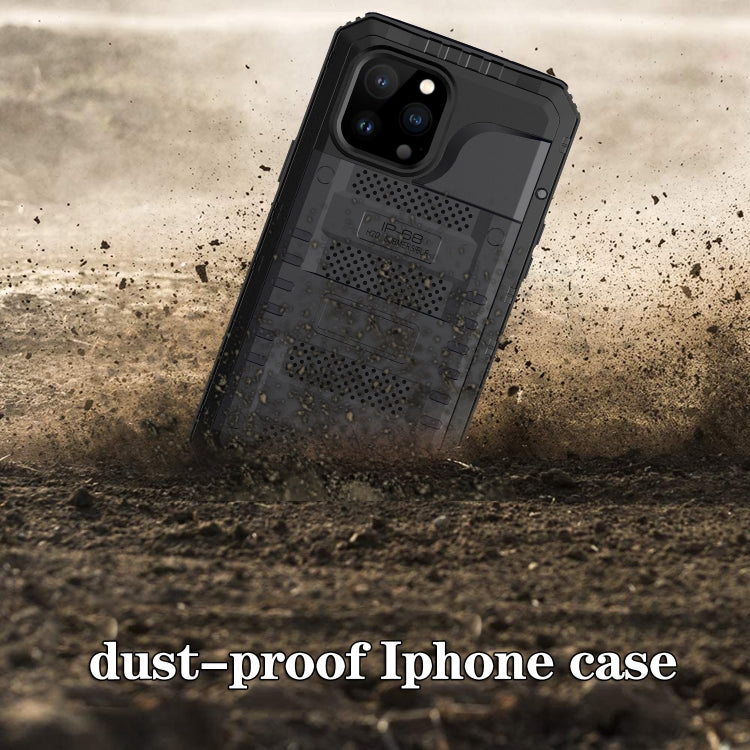 For iPhone 13 Pro Max Shockproof Waterproof Dustproof Metal + Silicone Phone Case with Screen Protector (Black) by buy2fix