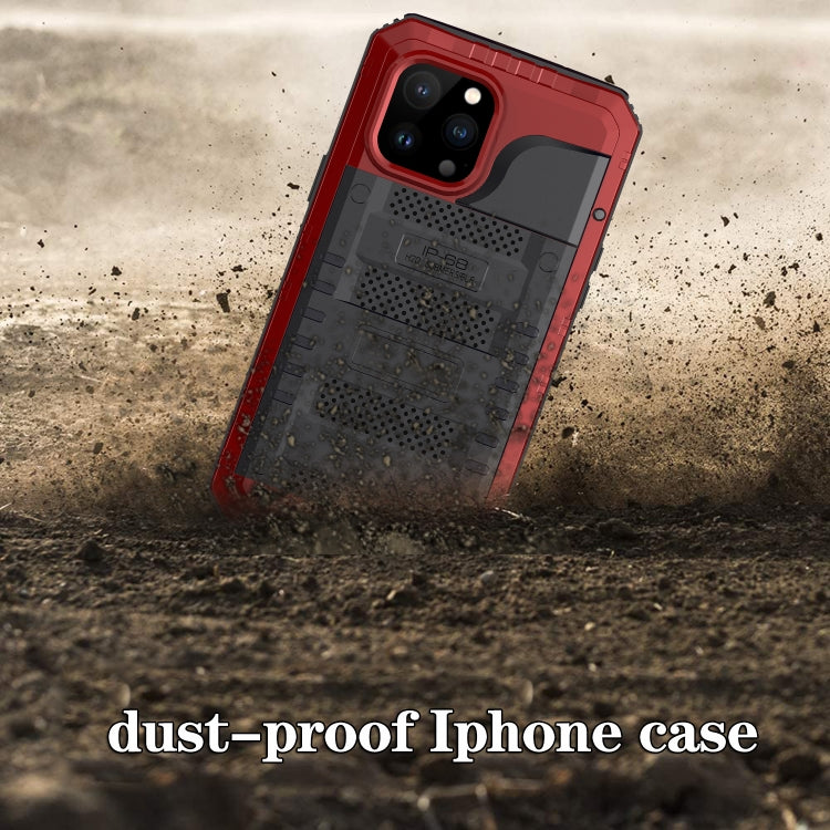 For iPhone 13 Pro Max Shockproof Waterproof Dustproof Metal + Silicone Phone Case with Screen Protector (Red) by buy2fix