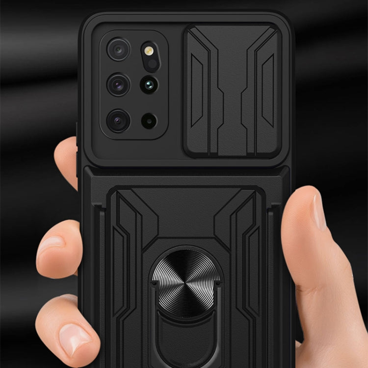 For Samsung Galaxy S20+ Camera Cover Phone Case with Card Slot & Holder(Black) by buy2fix