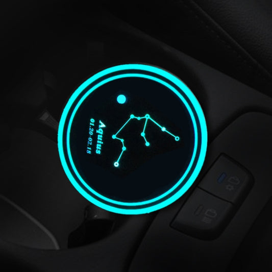 2 PCS Car Constellation Series AcrylicColorful USB Charger Water Cup Groove LED Atmosphere Light(Aquarius) by buy2fix