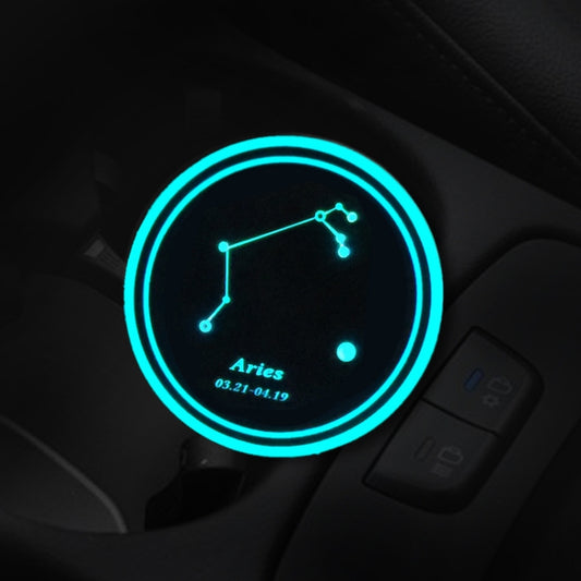 2 PCS Car Constellation Series AcrylicColorful USB Charger Water Cup Groove LED Atmosphere Light(Aries) by buy2fix