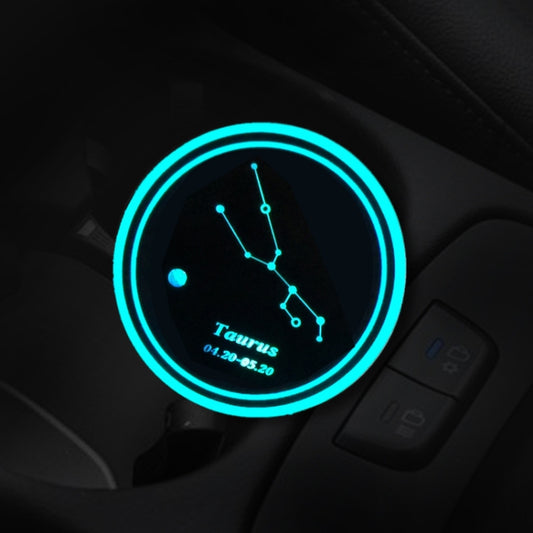 2 PCS Car Constellation Series AcrylicColorful USB Charger Water Cup Groove LED Atmosphere Light(Taurus) by buy2fix