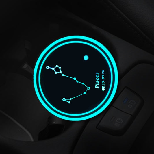 2 PCS Car Constellation Series AcrylicColorful USB Charger Water Cup Groove LED Atmosphere Light(Pisces) by buy2fix