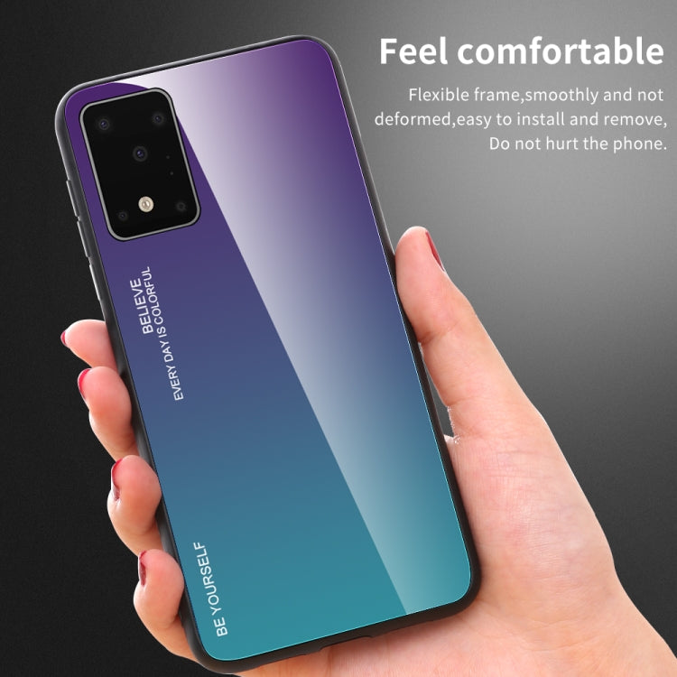For Galaxy S20 Gradient Color Glass Case(Sky Blue) by buy2fix