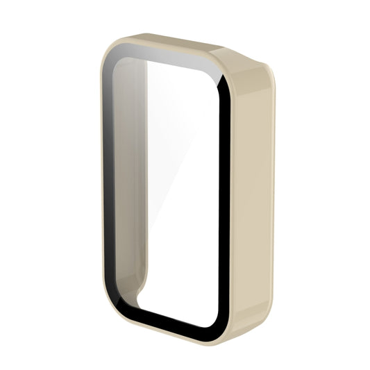 For Xiaomi Redmi Smart Band Pro PC + Tempered Glass Watch Protective Case(Ivory White) by buy2fix