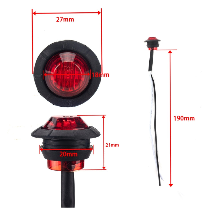A5013 Red + Amber Light 10 in 1 Truck Trailer LED Round Side Marker Lamp by buy2fix