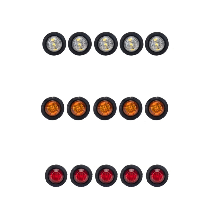 A5015 15 in 1 Red + Amber + White Light Truck Trailer LED Round Side Marker Lamp by buy2fix