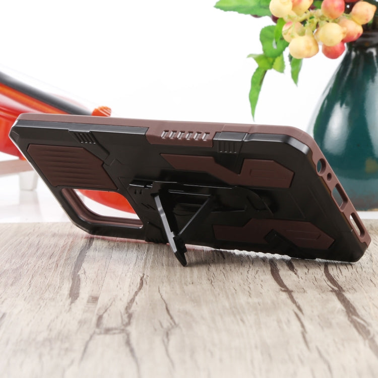 For Infinix Note 10 Pro Armor Warrior Shockproof PC + TPU Phone Case(Brown) by buy2fix