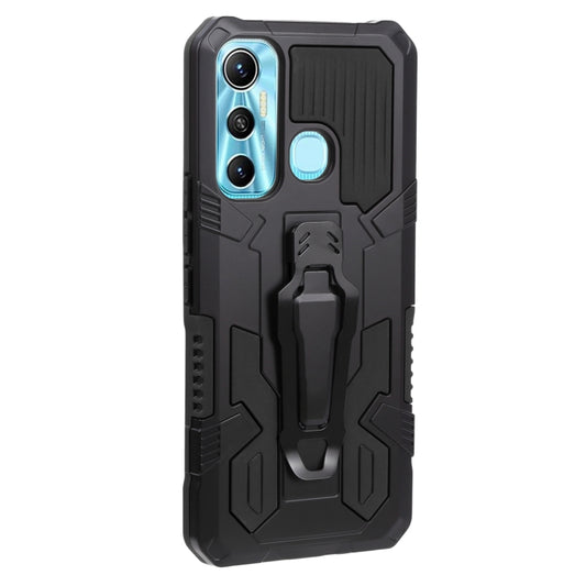 For Infinix Hot 11 Armor Warrior Shockproof PC + TPU Lanyard Phone Case(Black) by buy2fix