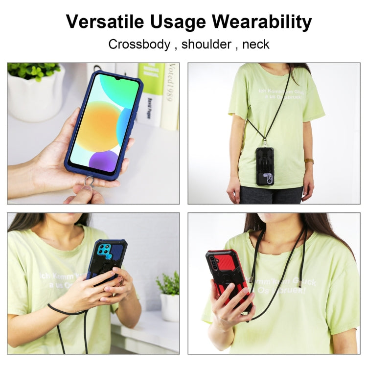 For Infinix Note 10 Pro Armor Warrior Shockproof PC + TPU Lanyard Phone Case(Black) by buy2fix