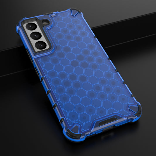 For Samsung Galaxy S22 5G Honeycomb PC + TPU Phone Case(Blue) by buy2fix