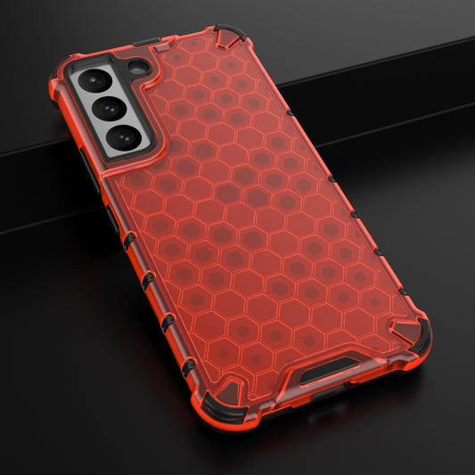 For Samsung Galaxy S22 5G Honeycomb PC + TPU Phone Case(Red) by buy2fix