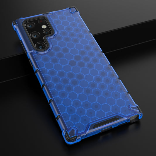For Samsung Galaxy S22 Ultra 5G Honeycomb PC + TPU Phone Case(Blue) by buy2fix